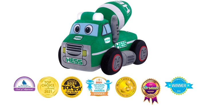 CEMENT MIXER PLUSH LAYS THE FOUNDATION FOR DAYTIME & NIGHTIME FUN TOUTS TOY INDUSTRY PROS—Squeeze-Activated Hess Plush Truck Has Accolades Rolling In From Mom’s Choice, Nat’l Parenting Products Awards, The Nat’l Parenting Center & Others